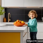 Home 16 고성능 내구성 소재 - **Prompt:** A modern, brightly lit Turkish kitchen designed with futuristic, high-performance materi...